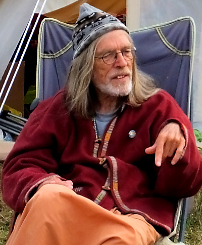 Palden Jenkins at the Oak Dragon camp near Glastonbury, August 2022